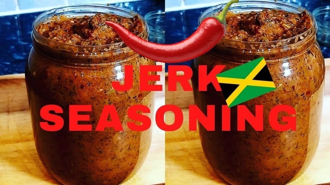 Jerk seasoning is a Jamaican spice mix that contains garlic, onion, thyme, ginger, scotch bonnet peppers, and other spices.
