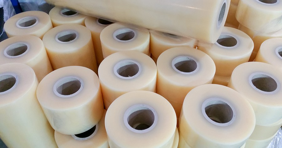 Saran wrap is a thin plastic film that comes in various sizes and shapes.